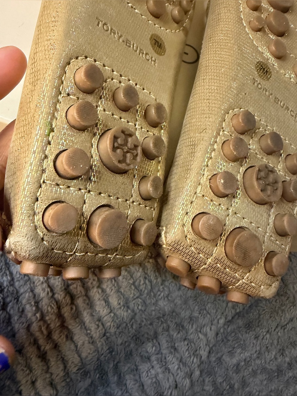 Tory Burch Metallic Gold Driving Loafers 7 - Picture 6 of 9